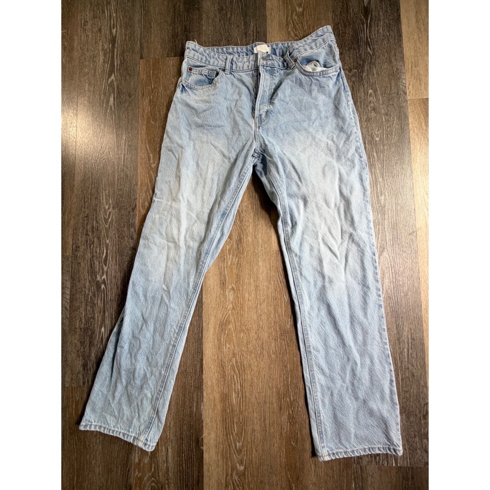 H&M Straight Leg Jeans Womens Size 10 Light Blue High Rise Denim Pants